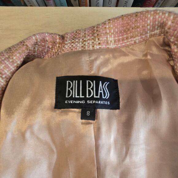 VTG Bill Blass Evening Separates sz 8 pink tweed silk ruffles - Picture 4 of 12